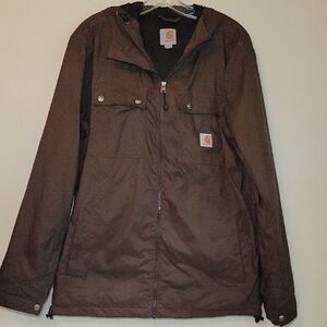 Carhartt Dark Choc Brown Rain Defender Lightweight Hooded‎ jacket Men's M